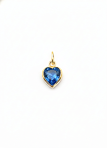 Pingente Coração Ponto de Luz Zircônia Azul 5mm