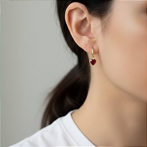 Pingente Ponto de Luz Zircônia Coração Rubi 5mm em Ouro 18k