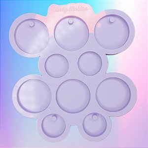 Molde de silicone círculo com 10 cavidades com 2 tamanhos