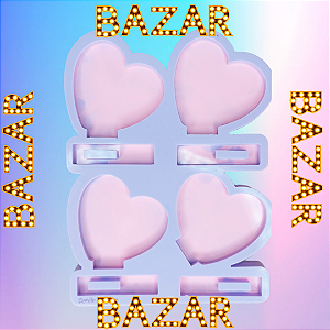 BAZAR - Molde de Silicone Coração com Base (5,7cm)