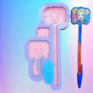 Molde de Silicone Caneta Arlequina Baby - Pingente - Clips- Super Slim