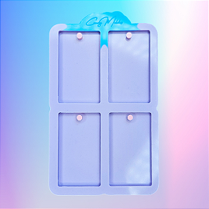BAZAR - Molde de Silicone Placa Retângulo 4 Cavidades com furo