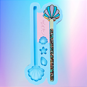 Molde de Silicone Caneta Concha 2 Cavidades Super Slim