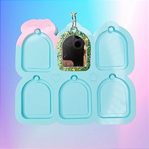 Molde de Silicone Portal Mini espelho 4cm - 6 Cavidades