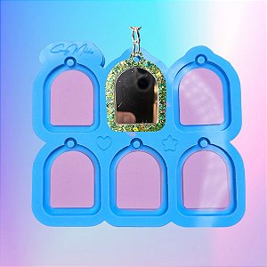 BAZAR - Molde de Silicone Portal Mini espelho 4cm - 6 Cavidades