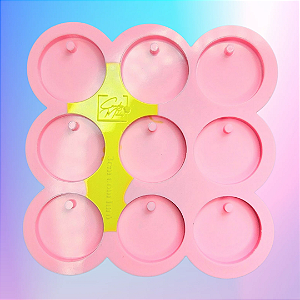 Molde de Silicone Círculo COM FURO - 3cm 9 cavidades