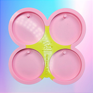 BAZAR- Molde de Silicone Círculo COM FURO - Circulo 5cm - 4 Cavidades