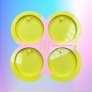 BAZAR - Molde de Silicone Círculo COM FURO - Redondo 4 Cavidades 4cm Sem Furo