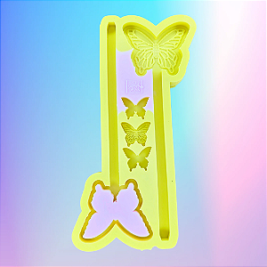 Molde de Silicone Caneta Borboletas Super Slim