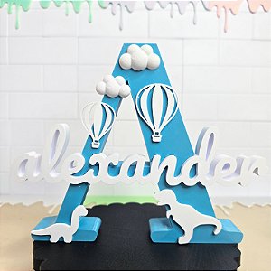 Tema Dinossauro - Letra inicial e Nome Personalizado - Infantil - em 3D - 20cm