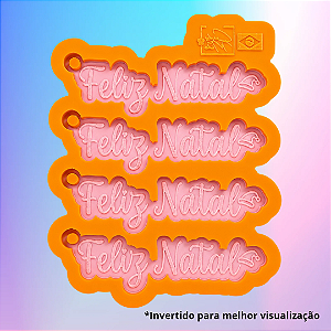 Molde de Silicone Palavras Feliz Natal 4 Cavidades