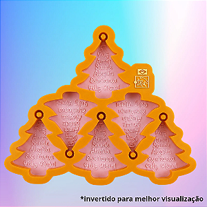 Molde de Silicone Mini Árvore de Natal 5cm Com 6 Cavidades e Furo
