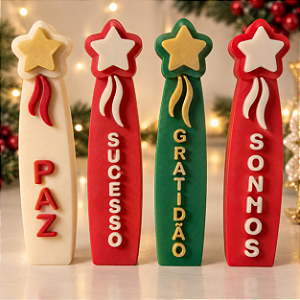 Molde de Silicone - Vela - Palavras Desejos Estrela Modelo I - Paz - Sucesso - Gratidão - Sonhos
