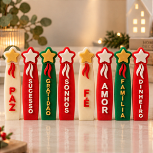 Molde de Silicone - Vela - KIT Palavras Desejos Estrela Modelo I e Modelo II - Paz - Sucesso - Gratidão - Sonhos - Fé - Amor - Família - Dinheiro