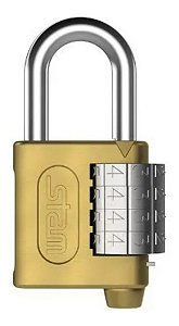 Cadeado Segredo Senha Zamac Latonado E-coat Stam 40mm Dourado