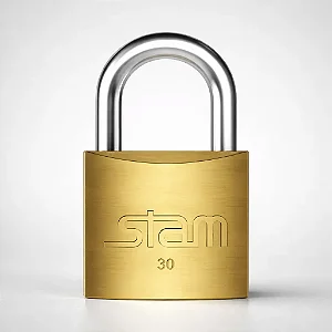 Cadeado 30mm Latão Maciço Reforçado Stam Cor Dourado