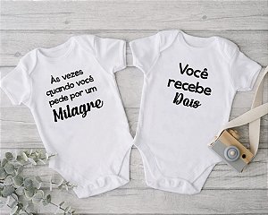 Body de Bebê Branco Gêmeos Milagre
