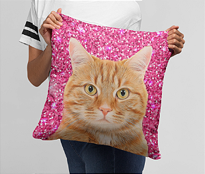 Almofada Personalizada com a Foto do Seu Pet Pink