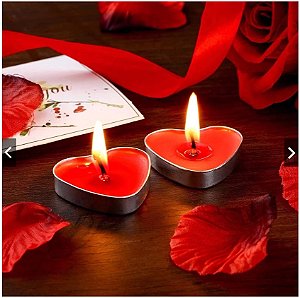 Mini Vela Vermelha Decorativa Coração 10 unidades