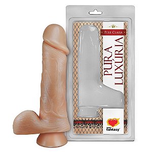 Prótese Realística Maciça com Escroto e Ventosa 18x4,4cm