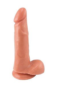 Prótese Realística Maciça com Escroto e Ventosa 18,4x4,3cm