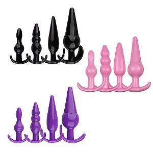 Kit Plug Anal em Silicone 4 Peças