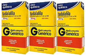 Kit C/ 3 Caixas Tadalafila 20 Mg 4 Cp Envio Rápido