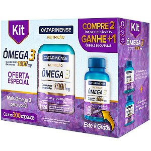 Kit Omega 3 1000mg com 300 capsulas Catarinense