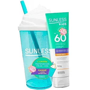 PROTETOR SOLAR KIDS SUNLESS TOQUE SECO FPS 60 120G + COPO BRINDE