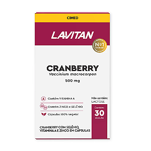 Suplemento Alimentar Lavitan Cranberry com 30 cápsulas