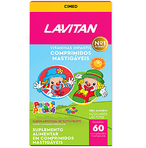 Lavitan Kids Vitamina Infantil 60 cps Mastigáveis Tutti-frutti