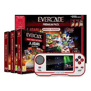 Console Evercade Handheld Premium Pack com 3 Cartuchos