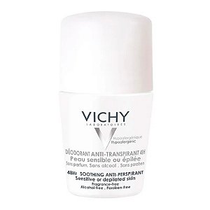 Desodorante 48H Vichy - Desodorante Roll-On para Peles Muito Sensíveis ou Depiladas - 50ml