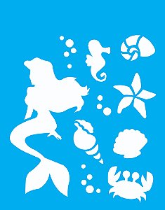 Stencil 25x20cm - Pequena Sereia  - LSG -135