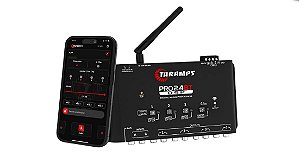 Processador de Áudio Digital Equalizador Crossover Bluetooth Taramps Pro 2.4 BT Automotivo 2 Entradas 4 Vias de Saida Mesa Regulagem Alta Precisao Frequencia Controle Automação profissional Anti Puff