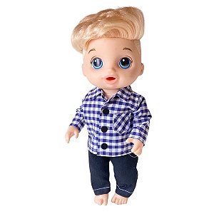 Roupa boneca Baby Alive Pijama longo menina xadrez