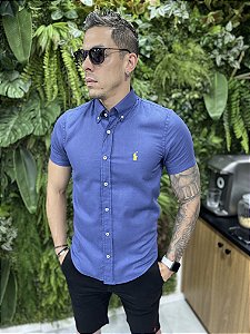 Camisa Linho Ralph Lauren Manga Curta