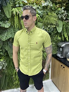 Camisa Linho Ralph Lauren Manga Curta