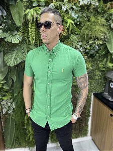 Camisa Linho Ralph Lauren Manga Curta