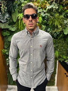 Camisa xadrez flanelada cinza Ralph Lauren