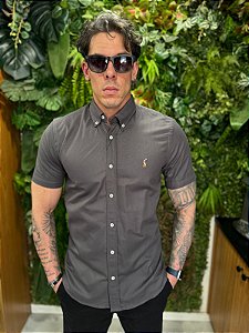 Camisa social manga curta oxford