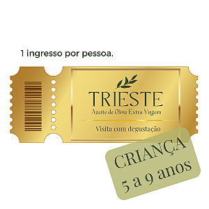 Visita com degustação 07/03/26 – 15:30 - Sábado (Ingresso: Crianças 5 a 9 anos)