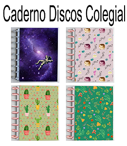 Caderno Artesanal Discos Colegial Folhas Reposicionáveis