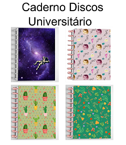 Caderno Artesanal Discos Universitário Folhas Reposicionáveis