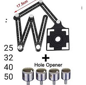 Kit 4 Serra Copo Diamantada+ Esquadro Muilt Ângulo