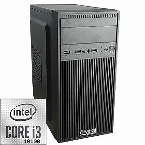 Computador Crystal Intel i3-10100,  Memória 4GB DDR4 e SSD 240 GB
