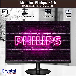 Monitor Philips 21.5 221V8L, LED, Full HD, 75Hz, VGA/HDMI