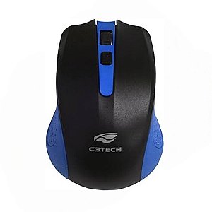 Mouse Sem Fio C3Tech M-W20BL, Wireless, 1000 DPI, Azul e Preto