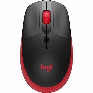 Mouse Sem Fio Logitech M190 Vermelho, Design Ambidestro, Tamanho Padrão, Conexão USB, Pilha Inclusa, 910-005904