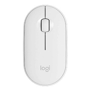 Mouse sem fio Logitech Pebble M350 Branco, Silencioso, Slim Ambidestro, USB ou Bluetooth, Pilha Inclusa, 910-005770